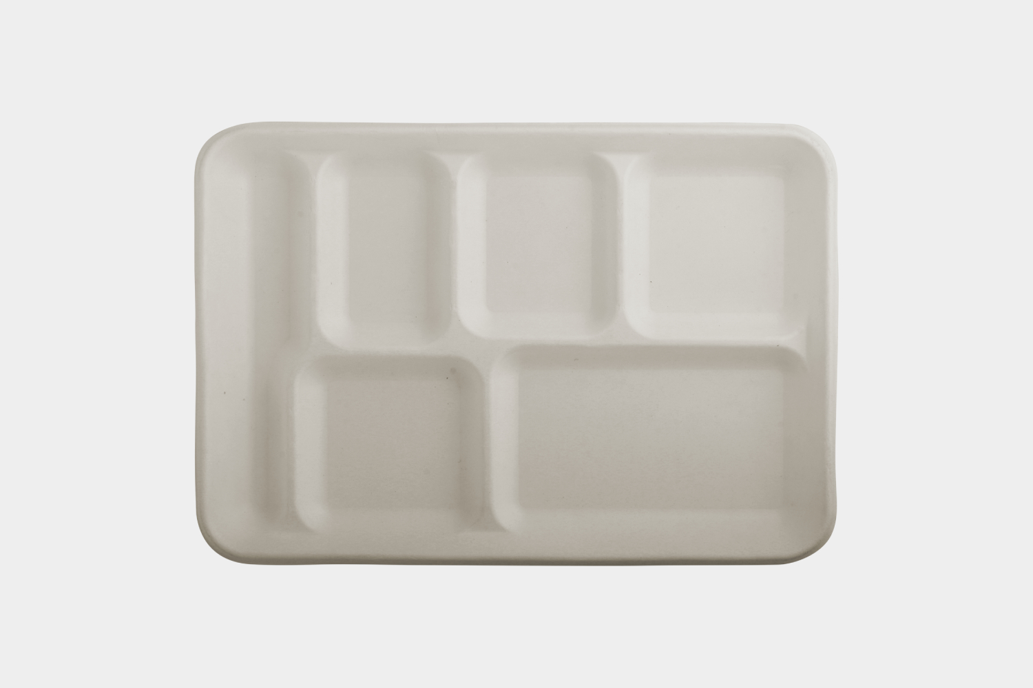 6 Compartment Bagasse Lunch Tray With Utensils Space Top View - Ecolates