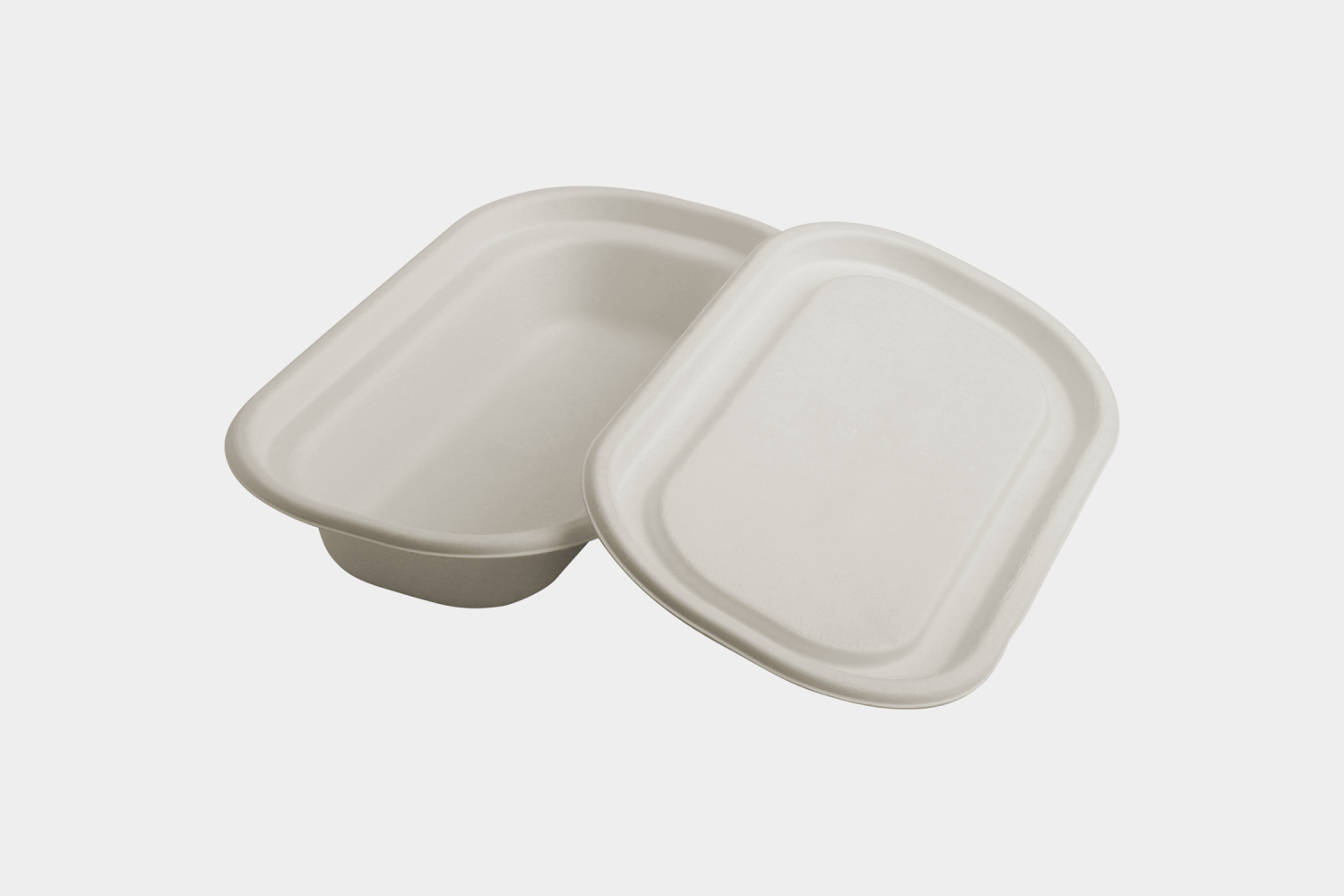 Bagasse Food Container with Lid Front View - Ecolates