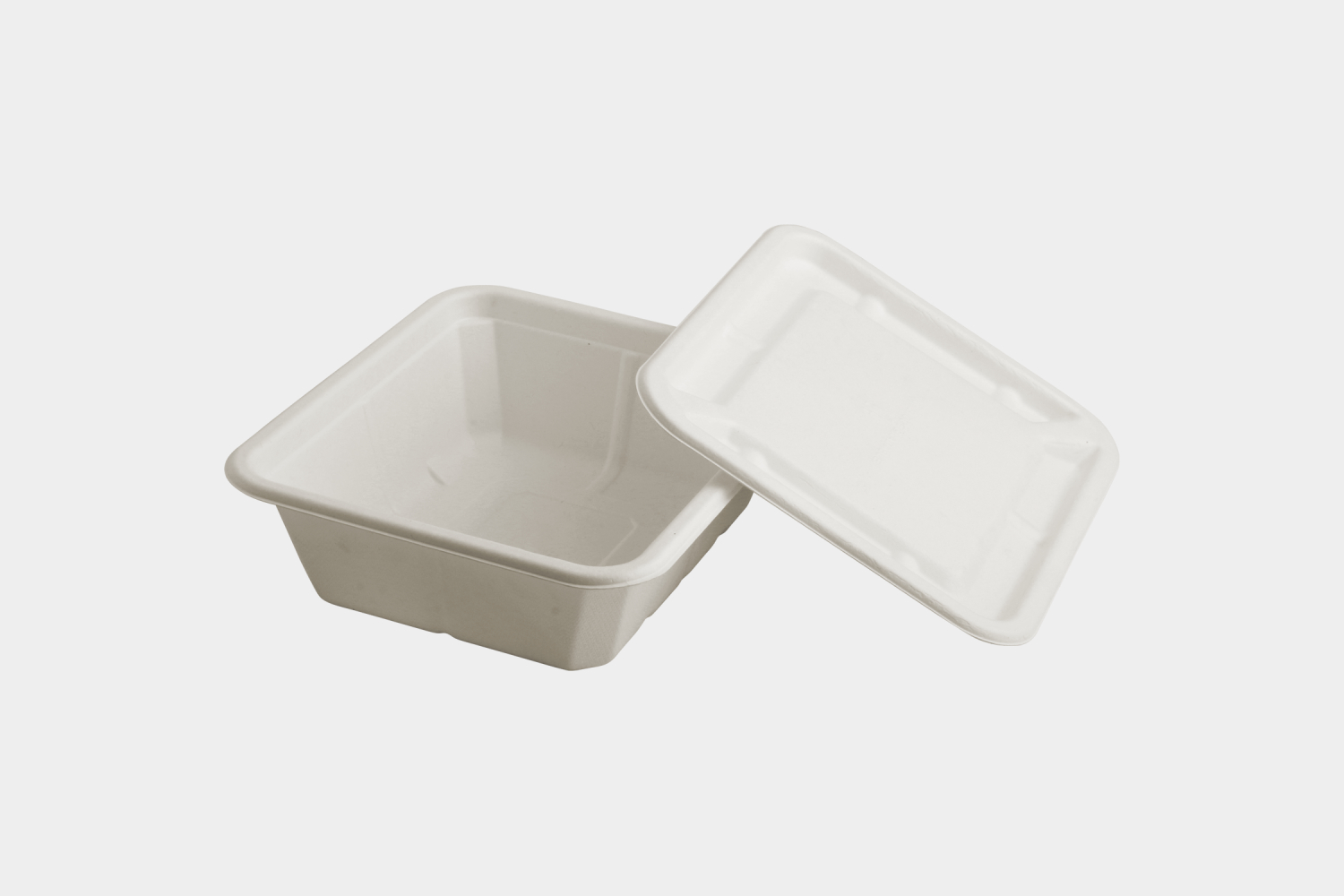 Small Biodegradable Food Container with Lid Front View - Ecolates
