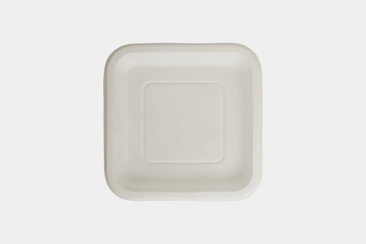 9" Square Flat Medium Size Bagasse Plate Top View - Ecolates